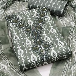HMP Fashion Ethnic Motifs Printed Embroidered Sequinned Art Silk Unstitched Dress Material-1