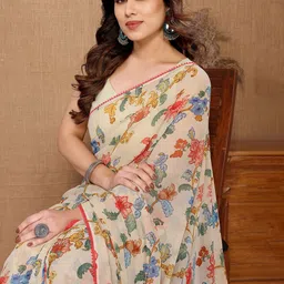 DIVASTRI Floral Pure Georgette Ready to Wear Saree-42