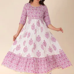 Aramya Cotton Floral Print Anarkali Kurta Trouser Set-picture-53