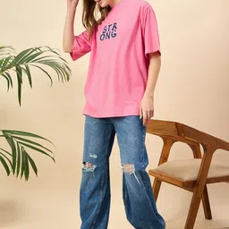 Mast & Harbour Women Printed Drop-Shoulder Sleeves T-shirt-picture-12