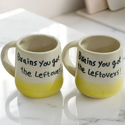 Lupaava White & Yellow Handcrafted and Hand Painted Printed Ceramic Glossy Mugs Set of Cups and Mugs image 4