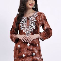 NAZAQAT ETHNIC INDIA Floral Embroidered Chikankari Chikankari Kurti-picture-21