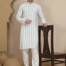 Anouk Floral Printed Mandarin Collar Straight Kurta With Pyjamas-image-50