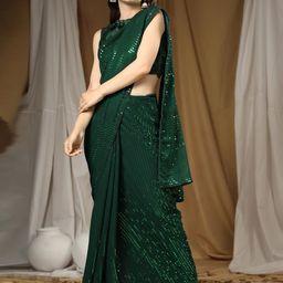 CaniBani Green Pure Georgette Sarees-image-72