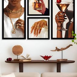 Kotart Black & Brown 4 Pieces Printed Wooden Wall Arts-picture-40