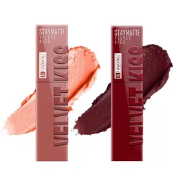 krayons Set Of 2 Velvet Kiss Liquid Lipstick - 3.5 ml Each - Wow Maroon 09-Sheer Nude 05-93