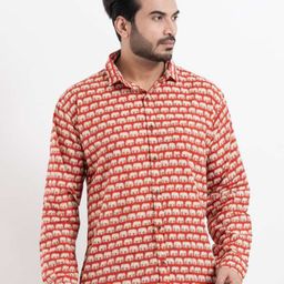 Kartikeya Jaipur Men Classic Slim Fit Animal Opaque Printed Casual Shirt-image-80