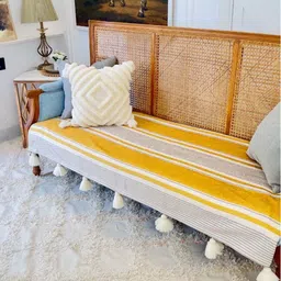 THROWPILLOW Yellow & White Printed Polyester 1 Piece Sofa Cover-26