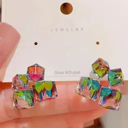 SZN Artificial Stones Studded Geometric Shape Drop earrings-26