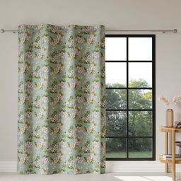 DDecor Pink & Green Floral Printed Room Darkening Long Door Curtain-image-71