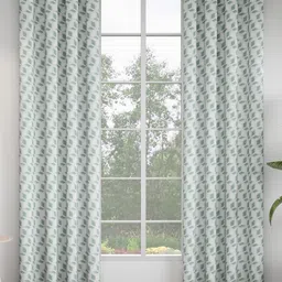 GM Blue & Grey Set of 2 Geometric Room Darkening Door Curtain-image-58
