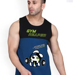 SLOWLORIS Men Pack Of 2 Printed Combed Cotton Sleeveless Gym Vests-picture-4
