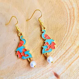 Sangria Gold-Plated Meenakari Drop Earrings-57