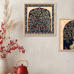 Kotart Brown & Teal 2 Pieces Traditional Wooden Wall Arts-picture-5