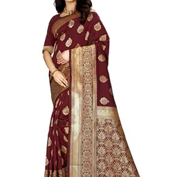 KALINI Woven Design Zari Silk Blend Kanjeevaram Saree-image-70
