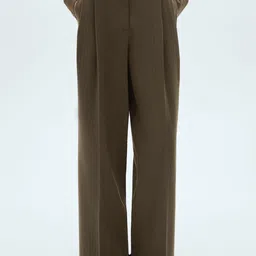 MANGO Women Striped High-Rise Pleated Trousers-image-99