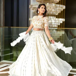 Rashika Sharma Embroidered Mirror Work Made to Measure Lehenga & Blouse With Dupatta-2