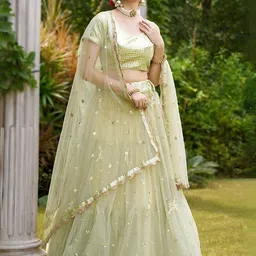 ODETTE Embroidered Semi-Stitched Lehenga & Unstitched Blouse With Dupatta-picture-21