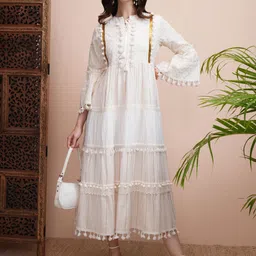 Vishudh Embroidered Bell Sleeve A-Line Maxi Dress-image-62