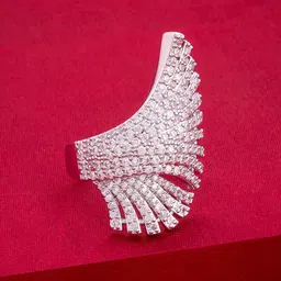 Kushal's Fashion Jewellery Rhodium-Plated Zircon Studded Party Finger Ring-picture-37