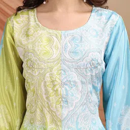 AMRUTVARSHA CREATION Women Floral Printed Regular Aari Work Kurta with Trousers & Dupatta image 4
