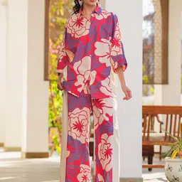 JISORA Women's Pink Printed Cotton Co-ord Set-picture-32