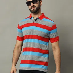 GET GOLF Men Striped Polo Collar Cotton T-shirt-image-72