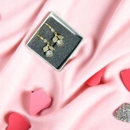 CIKIT Artificial Stones Studded Floral Drop Earrings-image-72
