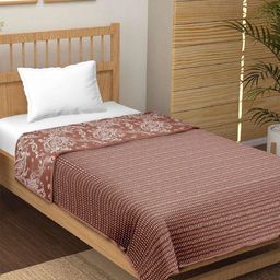 tundwal's Brown & White Floral Printed AC Room 210 GSM Cotton Single Bed Dohar-image-81