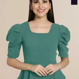 Mast & Harbour Women Pack Of 2 Puff Sleeves Peplum Top-picture-39