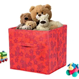Kuber Industries Red & Blue Floral Printed Storage Box Multi-Utility Organiser-33