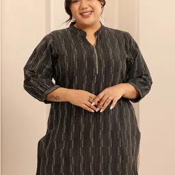 EXTRA LOVE BY LIBAS Women Geometric Printed Daily Cotton Straight Kurta-19