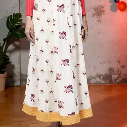 Pannkh Peacock Inspired Printed Flared Maxi Skirt-picture-41