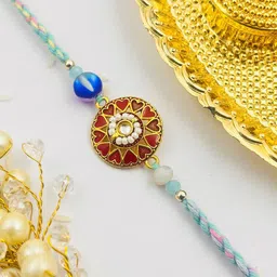 TANAIRA Beaded Thread Rakhi Comes With Roli Chawal Tilak Set-image-19