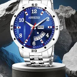 Abrexo Men Dial & Stainless Steel Bracelet Style Straps Analogue Watches Abx2978-Blue Day & Date Watch-image-63