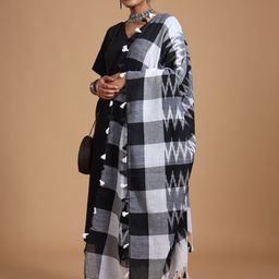 Taavi Ikkat Printed Pom Pom Edgings Dupatta-27