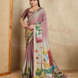 Ishin Ethnic Motifs Printed Pure Chiffon Saree-20