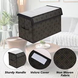 Kuber Industries Black & Beige Regular Storage Box with Handle Organiser image 2