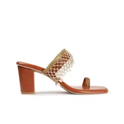 Anouk Textured Block Sandals with Laser Cuts image 4