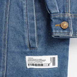 FIBONACCI Men Cotton Denim Jacket with Patchwork image 2