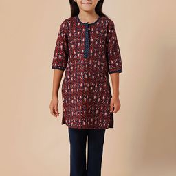 Sangria Girls Printed Pure Cotton Kurta Trousers Set-image-106