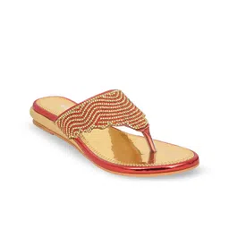 RACECOURSE Women Ethnic Embellished T-Strap Flats-image-57