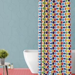 ArtzFolio Yellow & Blue Floral Printed Waterproof Shower Curtain-image-96