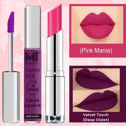 MI FASHION Set of Liquid Lipstick 3.5ml - 09 & Creamy Matte Lipstick 3.5g - 17-50