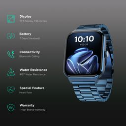 noise Canvas Elite Smartwatch with Bluetooth Calling (49.78mm TFT Display, IP67 Water Resistant, Metal Blue Strap) image 2