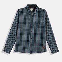 UTH by Roadster Teen Boys Charcoal Grey & Blue Comfort Tartan Checked Casual Shirt-image-42