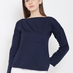 Belle Fille Women Navy Blue Solid Styled Back Winter Top-image-69