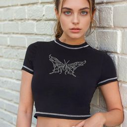 Stylecast X Slyck Black Graphic Printed Crop Top-image-94