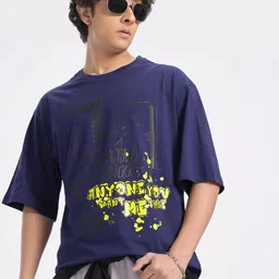 glitchez Effortless Styling Typography Print Drop-Shoulder Sleeves Pure Cotton T-shirt-image-79