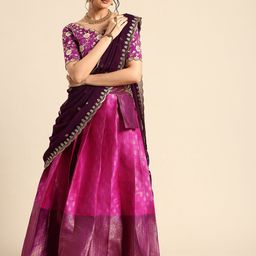 Fabcartz Embroidered Sequinned Semi-Stitched Lehenga & Unstitched Blouse With Dupatta-picture-30